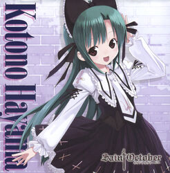  aqua_hair bow female gothic_lolita hayama_kotono highres kiira lolita_fashion official_art saint_october solo 