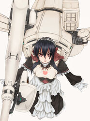  april_(coyote_ragtime_show) bad_id bad_pixiv_id black_hair commentary_request coyote_ragtime_show dress female gloves goth_fashion gothic_lolita gun lolita_fashion long_hair mecha red_eyes rifle robot scharfschutze solo weapon 