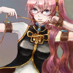  bad_id bad_pixiv_id bespectacled blue_eyes female glasses kno_(anahita) long_hair megurine_luka pink_hair solo vocaloid 