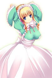  blonde_hair blue_eyes female long_hair maid original smile solo tanabe 