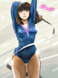  asakura_minami athletic_leotard bad_id bad_pixiv_id blue_leotard daichan_mona female gymnastics leotard photoshop_(medium) rhythmic_gymnastics ribbon ribbon_baton solo touch_(manga) 