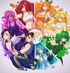  6+girls among_us annotated arm_tattoo artist_name ashido_mina bikini black_hair black_sclera blonde_hair blowing_kiss blue_(among_us) blue_eyes blue_hair bodysuit boku_no_hero_academia breasts brown_eyes brown_hair chest_sarashi chun-li cleavage closed_eyes color_wheel_challenge colored_sclera colored_skin commentary completely_nude convenient_censoring crewmate_(among_us) crossover cyan_(among_us) dashi_(dashiart) detached_sleeves double_bun dual_wielding erza_scarlet fairy_tail fighting_stance green_eyes green_hair grin gun hair_bun hair_over_one_eye handgun hatsune_miku heart highres holding holding_gun holding_sword holding_weapon horns kermit_the_frog large_breasts lime_(among_us) log_pose long_hair looking_at_viewer medium_breasts merlin_(nanatsu_no_taizai) multiple_crossover multiple_drawing_challenge multiple_girls muppets nami_(one_piece) nanatsu_no_taizai naruko_(naruto) naruto naruto_(series) navel necktie nude one-punch_man one_eye_closed one_piece one_piece:_stampede orange_(among_us) orange_eyes orange_hair pink_(among_us) pink_skin purple_(among_us) rainbow_order red_(among_us) red_eyes red_hair sarashi short_hair smile street_fighter street_fighter_zero_(series) swimsuit sword symbol-only_commentary tatsumaki tattoo teeth tongue twintails vocaloid watermark weapon yellow_(among_us) yellow_eyes 