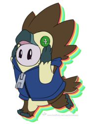  alpha_channel antoreakk antoreakk_(character) button_(fastener) button_eyes clothing fall_guy fall_guys feathers happy male mammal running semi-anthro solo suit tail tail_feathers topwear vest zipper 