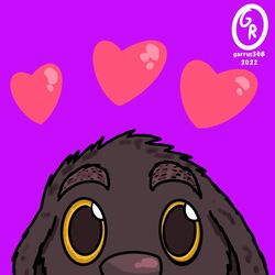  1:1 2022 anthro canid canine canis domestic_dog fur garrus368 heart_symbol looking_at_viewer male mammal purple_background simple_background 