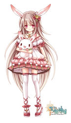  animal_ears aura_kingdom blush brown_hair bya closed_mouth commentary_request copyright_name dress female full_body hair_between_eyes hair_ornament high_heels highres hugging_object jewelry long_hair off-shoulder_dress off_shoulder photoshop_(medium) puffy_short_sleeves puffy_sleeves purple_eyes rabbit_ears rabbit_girl red_footwear serena_(aura_kingdom) short_dress short_sleeves simple_background smile solo standing star_(symbol) stuffed_animal stuffed_rabbit stuffed_toy thighhighs very_long_hair white_background white_dress white_thighhighs 