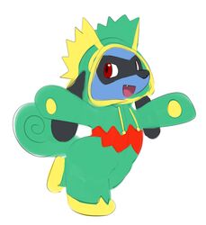  clothed clothing costume elpatrixf generation_3_pokemon generation_4_pokemon kecleon mammal nintendo pokemon pokemon_(species) riolu solo 