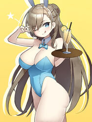  animal_ears asuna_(blue_archive) asuna_(bunny)_(blue_archive) bare_legs bare_shoulders blue_archive blue_eyes blue_leotard blush bow bowtie braid breasts bright_pupils cleavage detached_collar fake_animal_ears female french_braid gloves hair_over_one_eye highleg highleg_leotard highres hoyhoy_colo large_breasts leotard long_hair looking_at_viewer mole mole_on_breast no_legwear official_alternate_costume one_eye_closed playboy_bunny rabbit_ears smile solo star_(symbol) strapless strapless_leotard traditional_bowtie white_gloves 