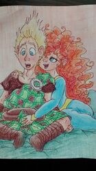  1boy1girl 1girl1boy boner brave disney disney_princess erection_under_clothes merida pixar puku83 tagme wee_dingwall 