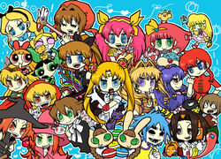  4boys 6+girls ai_tenshi_densetsu_wedding_peach akazukin_chacha alice_(alice_in_wonderland) alice_in_wonderland amidamaru animalization artemis_(sailor_moon) asakura_yoh bishoujo_senshi_sailor_moon blonde_hair blossom_(ppg) blue_eyes blue_sailor_collar bow braid brown_eyes bubbles_(ppg) buttercup_(ppg) cardcaptor_sakura chacha_(akazukin_chacha) chamo_(minky_momo) character_request chocolat_meilleure commentary_request creature crossover dual_persona ecchan emita feline fuuin_no_tsue genderswap_(mtf) gorillaz green_eyes hana_no_mahoutsukai_mary_bell hanasaki_momoko haneoka_meimi hat hibiki_ryouga kaitou_jeanne kaitou_saint_tail kamikaze_kaitou_jeanne kero_(cardcaptor_sakura) kinomoto_sakura kinomoto_sakura_(magic_dream_costume) kukku_bukku_(minky_momo) kusakabe_maron loki_(matantei_loki_ragnarok) long_hair low-tied_long_hair luna_(sailor_moon) magical_girl magical_princess mahou_no_princess_minky_momo mary_bell matantei_loki_ragnarok mimi_(pop&#039;n_music) minky_momo multiple_boys multiple_crossover multiple_girls nyami_(pop&#039;n_music) oyamada_manta p-chan piglet pink_hat ponytail pop&#039;n_music powerpuff_girls ranma-chan ranma_1/2 riiya_(akazukin_chacha) rule_63 rupipi_(minky_momo) sailor_collar sailor_moon sailor_senshi_uniform saint_tail saotome_ranma shaman_king shampoo_(ranma_1/2) shiine_(akazukin_chacha) single_braid stuart_pot sugar_sugar_rune tambourine_(mary_bell) toon_(style) tsukino_usagi wedding_peach wolf yellow_bow 