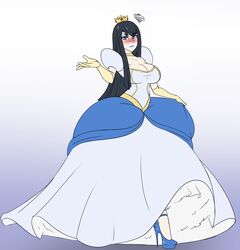  blue_lips breasts choker cleavage crown dress elbow_gloves gloves high_heels kill_la_kill kiryuuin_satsuki long_hair makeup sealguy 