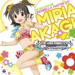  akagi_miria album_cover bikini black_hair brown_eyes character_name cover female idolmaster idolmaster_cinderella_girls kurogoma official_art pikapikapop_(idolmaster) short_hair solo swimsuit two_side_up 