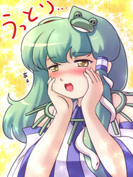  blush commentary_request female green_hair highres kochiya_sanae solo tdk touhou 