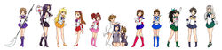  6+girls \m/ ahoge akizuki_ritsuko amami_haruka animal_ears animal_hands artemis_(sailor_moon) artemis_(sailor_moon)_(cosplay) bare_legs bishoujo_senshi_sailor_moon bishoujo_senshi_sailor_moon_s bishoujo_senshi_sailor_moon_supers black_footwear blue_bow blue_choker blue_footwear blue_neckwear blue_sailor_collar blue_skirt boots bow bowtie braid brooch brown_eyes cat_ears cat_paws choker circlet commentary_request cosplay diana_(sailor_moon) diana_(sailor_moon)_(cosplay) dress elbow_gloves everyone futami_ami futami_mami ganaha_hibiki garnet_rod glaive_(polearm) gloves green_bow green_choker green_eyes green_footwear green_neckwear green_sailor_collar green_skirt grey_hair hagiwara_yukiho hair_ornament hairband heart_wand high_heels highres himetsuba holding holding_polearm holding_staff holding_weapon hoshii_miki idolmaster idolmaster_(classic) idolmaster_1 jewelry kikuchi_makoto kisaragi_chihaya knee_boots luna_(sailor_moon) luna_(sailor_moon)_(cosplay) magical_girl minase_iori miniskirt miura_azusa multiple_girls orange_sailor_collar orange_skirt paw_gloves pink_bow pink_footwear pink_sailor_collar pointing polearm ponytail purple_bow purple_footwear purple_hair purple_sailor_collar red_bow red_bowtie red_choker red_footwear red_sailor_collar red_skirt sailor_chibi_moon sailor_chibi_moon_(cosplay) sailor_collar sailor_jupiter sailor_jupiter_(cosplay) sailor_mars sailor_mars_(cosplay) sailor_mercury sailor_mercury_(cosplay) sailor_moon sailor_moon_(cosplay) sailor_neptune sailor_neptune_(cosplay) sailor_pluto sailor_pluto_(cosplay) sailor_saturn sailor_saturn_(cosplay) sailor_senshi sailor_senshi_uniform sailor_uranus sailor_uranus_(cosplay) sailor_venus sailor_venus_(cosplay) shijou_takane shoes short_dress side_ponytail silence_glaive skirt smile spear staff star_brooch strappy_heels tail takatsuki_yayoi tiara twin_braids twintails weapon white_gloves white_hair wide_image yellow_bow 