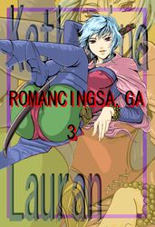  blue_hair boots cape character_name commentary_request copyright_name female jjj_(kathamania) katana katrina_(romancing_saga) purple_eyes romancing_saga_3 saga short_hair solo sword thigh_boots thighhighs weapon zoom_layer 