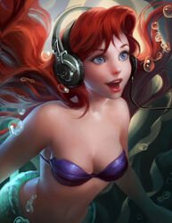  ariel cleavage headphones mermaid sakimichan the_little_mermaid 