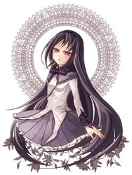  akemi_homura akemi_homura_(magical_girl) bad_id bad_pixiv_id black_hair female hairband highres leaf long_hair magical_girl mahou_shoujo_madoka_magica mahou_shoujo_madoka_magica_(anime) memai purple_eyes solo very_long_hair 