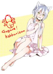  animal_ears bad_id bad_pixiv_id bell copyright_name female fox_ears genderswap_(mtf) gugure!_kokkuri-san hanafuda_yatsuwo kokkuri-san_(gugukoku) long_hair naked_towel rule_63 towel white_hair yellow_eyes 