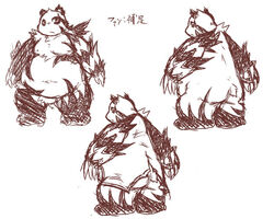  2010 5:4 anthro ass bear belly chiro_(artist) clothed clothing fanfan giant_panda japanese_text kemono male mammal nipples overweight overweight_anthro overweight_male simple_background solo text white_background 