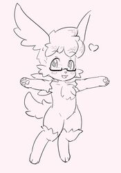  ambiguous_gender anthro blush chessy_(shaymin) eyewear g-raven generation_4_pokemon glasses heart_symbol hug legendary_pokemon looking_at_viewer nintendo pawpads pokemon pokemon_(species) shaymin sky_forme_shaymin solo 