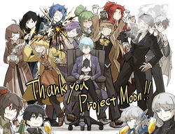  6+boys 6+girls ahoge alcohol angela_(project_moon) angelica_(project_moon) anger_vein angry argalia_(project_moon) arms_up ascot ayin_(project_moon) beer beer_can belt binah_(project_moon) black_eyes black_hair black_suit blonde_hair blue_eyes blue_hair blush book bow bowtie braid breasts brooch brown_eyes brown_footwear can carmen_(project_moon) chair champagne champagne_bottle chesed_(project_moon) cleavage coat coat_on_shoulders coughing crossed_legs cup dot_pupils dress drink_can drinking drinking_glass drunk earrings explosion eyes_visible_through_hair feathers formal french_braid full_body gebura_(project_moon) green_eyes green_hair grey_eyes grey_hair hair_ornament hair_over_one_eye hairpin half-closed_eyes hands_on_legs happy heel_up hod_(project_moon) hokma_(project_moon) holding holding_book holding_can holding_cup holding_teapot hugging_object jewelry jumping kankan33333 leaning_forward library_of_ruina light_blue_hair light_brown_hair long_hair magic malkuth_(project_moon) messy_hair mole mole_under_eye multicolored_hair multiple_boys multiple_girls necktie netzach_(project_moon) old old_man open_mouth pants parted_lips ponytail project_moon purple_hair red_eyes red_hair roland_(project_moon) saliva scar scar_across_eye scar_on_face shaded_face shirt short_hair sitting smile smoke smoking square_mouth standing suit sweatdrop teapot teeth tie_clip tiphereth_a_(project_moon) two-tone_hair upper_teeth_only v-shaped_eyebrows yellow_eyes yesod_(project_moon) 