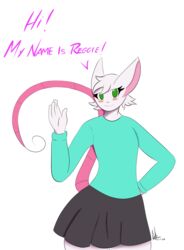  absurd_res anthro blush boederman bottomwear clothed clothing colored crossdressing hi_res male mammal mouse murid murine reggie_(whygena) rodent skirt solo 