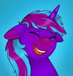  69beas closed_eyes digital_media_(artwork) equid equine fan_character feral hasbro horn laugh male mammal my_little_pony mythological_creature mythological_equine mythology neon_eclipse open_mouth simple_background smile solo unicorn 