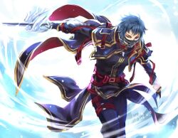  1boy bad_id bad_pixiv_id belt blue_eyes blue_hair cape dated final_fantasy final_fantasy_type-0 kagalin kurasame_susaya male_focus mask solo sword weapon 