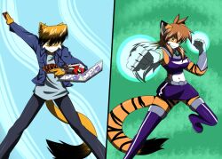  better_version_at_source bittersweet_candy_bowl clothing countershading dc_comics domestic_cat felid feline felis flora_(twokinds) joey_wheeler konami mammal pantherine parody paulo_(bcb) raxki_yamato raxkiyamato starfire teen_titans tiger twokinds yu-gi-oh! 