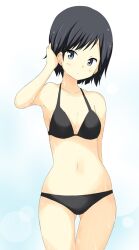  bikini black_eyes black_hair commentary_request dekosuke extra female k-on! short_hair sunahara_yoshimi swimsuit 