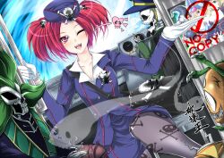  ;d black_legwear bus_interior commentary_request dark_mimic duel_monster dutch_angle fangs female ghost gloves hair_ornament hakaioh_(shining_wizard) infernity_necromancer one_eye_closed open_mouth pantyhose poster_(object) print_pantyhose red_eyes red_hair short_hair short_twintails skeleton skirt skirt_set skull skull_and_crossbones skull_hair_ornament skull_print smile solo_focus tour_guide_from_the_underworld twintails white_gloves yu-gi-oh! yu-gi-oh!_zexal 