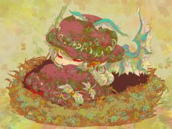  animal_ears bad_id bad_pixiv_id closed_eyes doromizu dress earrings female hat jewelry mystia_lorelei nest single_earring sleeping solo touhou wings 