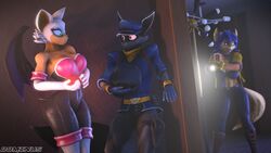  16:9 3d_(artwork) anthro armwear bat big_breasts blue_eyes blue_hair bra breasts brown_eyes canid canine carmelita_fox clothed clothing detailed_background digital_media_(artwork) domibun elbow_gloves female flashlight fox fur gem gloves grey_body grey_fur group gun hair handgun handwear hat headgear headwear hi_res hiding looking_at_another male mammal pistol procyonid raccoon ranged_weapon rouge_the_bat sega sly_cooper sly_cooper_(series) sonic_the_hedgehog_(series) sony_corporation sony_interactive_entertainment source_filmmaker_(artwork) sucker_punch_productions thief tight_clothing underwear warfare_carmelita warfare_machine warfare_rouge warfare_sly_cooper weapon white_hair widescreen 