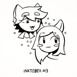  1:1 2019 90_percent_studios 90percentdenny accessory anthro brownie_pembroke canid canine canis cheek_spots cute_fangs domestic_dog duo female hair hair_accessory herding_dog husky inktober long_hair male mammal monochrome nordic_sled_dog open_mouth open_smile pastoral_dog purrfect_apawcalypse simple_background smile sparky_fritz spitz star welsh_corgi white_background 