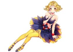  bishoujo_senshi_sailor_moon bishoujo_senshi_sailor_moon_crystal blonde_hair breasts covered_navel dress earrings female jewelry large_breasts lebachqui126 midriff mimete_(sailor_moon) necklace pantyhose solo tiara witches_5 yellow_legwear 