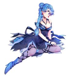  bishoujo_senshi_sailor_moon bishoujo_senshi_sailor_moon_crystal blue_hair braid breasts cleavage cyprine_(sailor_moon) dress facial_tattoo female highres jewelry large_breasts lebachqui126 solo star_(symbol) star_tattoo tattoo transparent_background witches_5 