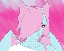  bat blue_body digital_media_(artwork) femboy half_body hi_res mammal pink_background simple_background solo terry_bat 