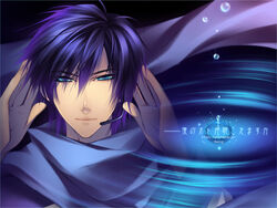  1boy blue_eyes blue_hair blue_scarf kaito_(vocaloid) male_focus migiwa_hasu scarf solo upper_body vocaloid 