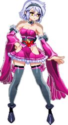  animated animated dress female full_body glasses hiou_kaede lowres pink_dress purple_hair solo sprite thighhighs transparent_background vanguard_princess zettai_ryouiki 