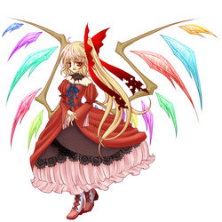  aged_up alternate_wings blonde_hair commentary_request female flandre_scarlet kisaragi_you long_hair one_side_up ponytail red_eyes solo teenage touhou wings 