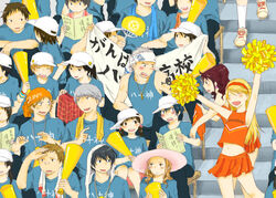  6+boys 6+girls amagi_yukiko androgynous baseball baseball_cap cheerleader commentary_request crossdressing doujima_nanako ebihara_ai hanamura_yousuke hat ichijou_kou jyako_(bara-myu) kujikawa_rise kuma_(persona_4) multiple_boys multiple_girls nagase_daisuke narukami_yuu otoko_no_ko persona persona_4 reverse_trap satonaka_chie shirogane_naoto tatsumi_kanji 