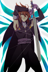  1boy commentary_request kratos_aurion male_focus matano_maya solo sword tales_of_(series) tales_of_symphonia weapon 