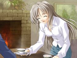  cup female futami_shion game_cg long_hair matsuo_yukihiro memories_off memories_off_1 smile solo_focus teacup 