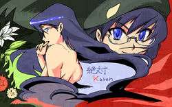  aged_up back bad_id bad_pixiv_id bare_shoulders female glasses hat kawamura_kazuma nogami_aoi photoshop_(medium) zettai_karen_children 