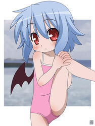  blue_hair hatomugisan lolicon remilia_scarlet swimsuit touhou 