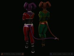  3d_(artwork) 3d_animation amber_eyes animated breasts clothed clothing demon digital_media_(artwork) duo ezria female green_eyes huge_filesize humanoid janner3d purple_body purple_scales red_body red_scales scales short_playtime simple_background tail tail_motion tailwag walk_cycle walking xelthia 