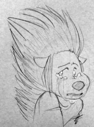  anthro ash_(sing) black_and_white bodily_fluids crying female illumination_entertainment ilonacho mammal monochrome porcupine quills_(anatomy) rodent sad sing_(movie) solo tears traditional_media_(artwork) 