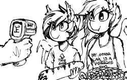  2021 anthro baguette basket bat_pony bat_wings black_and_white bread cat_detector_(meme) clothing container duo english_text equid fan_character fangs female food hasbro mammal membrane_(anatomy) membranous_wings meme monochrome my_little_pony nolegs_(oc) replica_(artist) scanner shirt speck_(nukepone) tank_top teeth text text_on_clothing text_on_shirt text_on_tank_top text_on_topwear topwear wings 