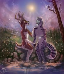  2017 amazing_background ambient_arthropod ambient_bee ambient_bird ambient_flier ambient_insect ambient_silhouette ambiguous_gender anthro antlers arthropod ass avian bee bird black_body black_fur black_lips black_nose black_spots black_stripes brown_body brown_fur brown_hair closed_eyes cloud deer detailed detailed_background digital_drawing_(artwork) digital_media_(artwork) digital_painting_(artwork) digitigrade dipstick_tail duo_focus fangs felid feral flashw flower flying forest front_view fur grass green_eyes grey_body grey_fur group hair hand_holding hand_on_shoulder handpaw hi_res hindpaw horn humanoid_hands hybrid hymenopteran inner_ear_fluff insects lens_flare leopard light lips long_mouth mammal markings mountain multicolored_tail nature no_sclera nude open_mouth outside pantherine partially_submerged paws pink_nose plant predator/prey reflection romantic romantic_ambiance romantic_couple shadow short_hair silhouette sitting sky smile snout snow snow_leopard spots spotted_body spotted_fur striped_markings striped_tail stripes sun sunlight tail tail_markings teeth tree tuft water water_ripple water_ripples whiskers white_body white_flower white_fur white_wings wind wings yellow_flower 