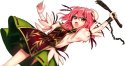  :o ahoge bandaged_arm bandages bun_cover chains china_dress chinese_clothes cuffs double_bun dress female flower full_body hair_bun harukawa_moe ibaraki_kasen leaf leaf_print long_hair monkey_paw official_art pink_eyes pink_flower pink_hair pink_rose puffy_sleeves rose severed_hand shoes tabard the_monkey&#039;s_paw touhou transparent_background urban_legend_in_limbo v-shaped_eyebrows 