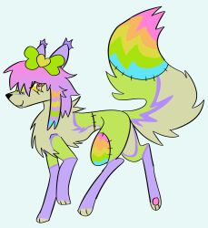  2024 :3 absurd_res alternative_fashion ambiguous_gender bow_(feature) canid canine colorful_theme coontail_hair countershading cute_fangs duskky eyelashes feral fox fur glistening glistening_eyes green_body green_fur happy hi_res hybrid jackrabbit_(artist) mammal maned_wolf multicolored_body multicolored_fur pawpads paws purple_body purple_fur rainbow_body rainbow_fur scene_(fashion) simplified_pawpads skinny_feral solo sparklefur stitch_(disambiguation) 